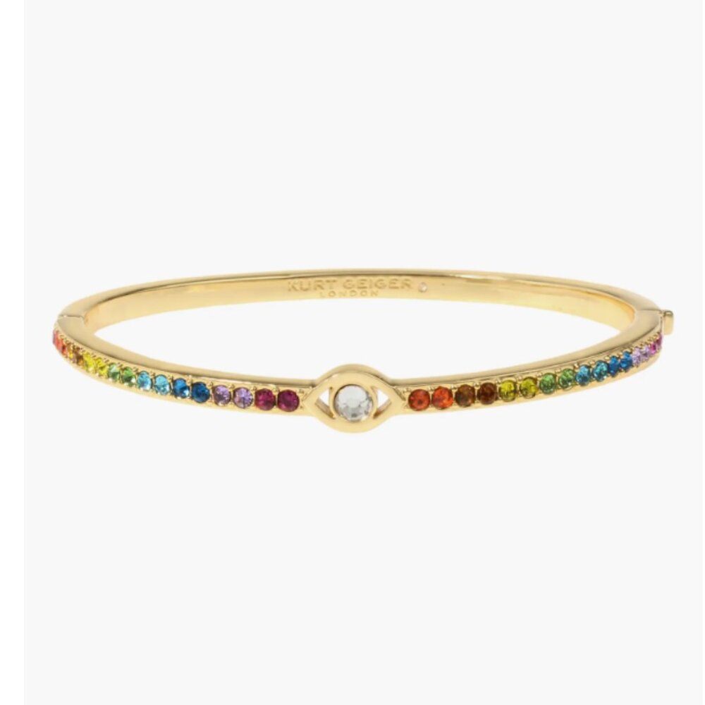Kurt Geiger Gold Rainbow Crystal Bangle Bracelet
